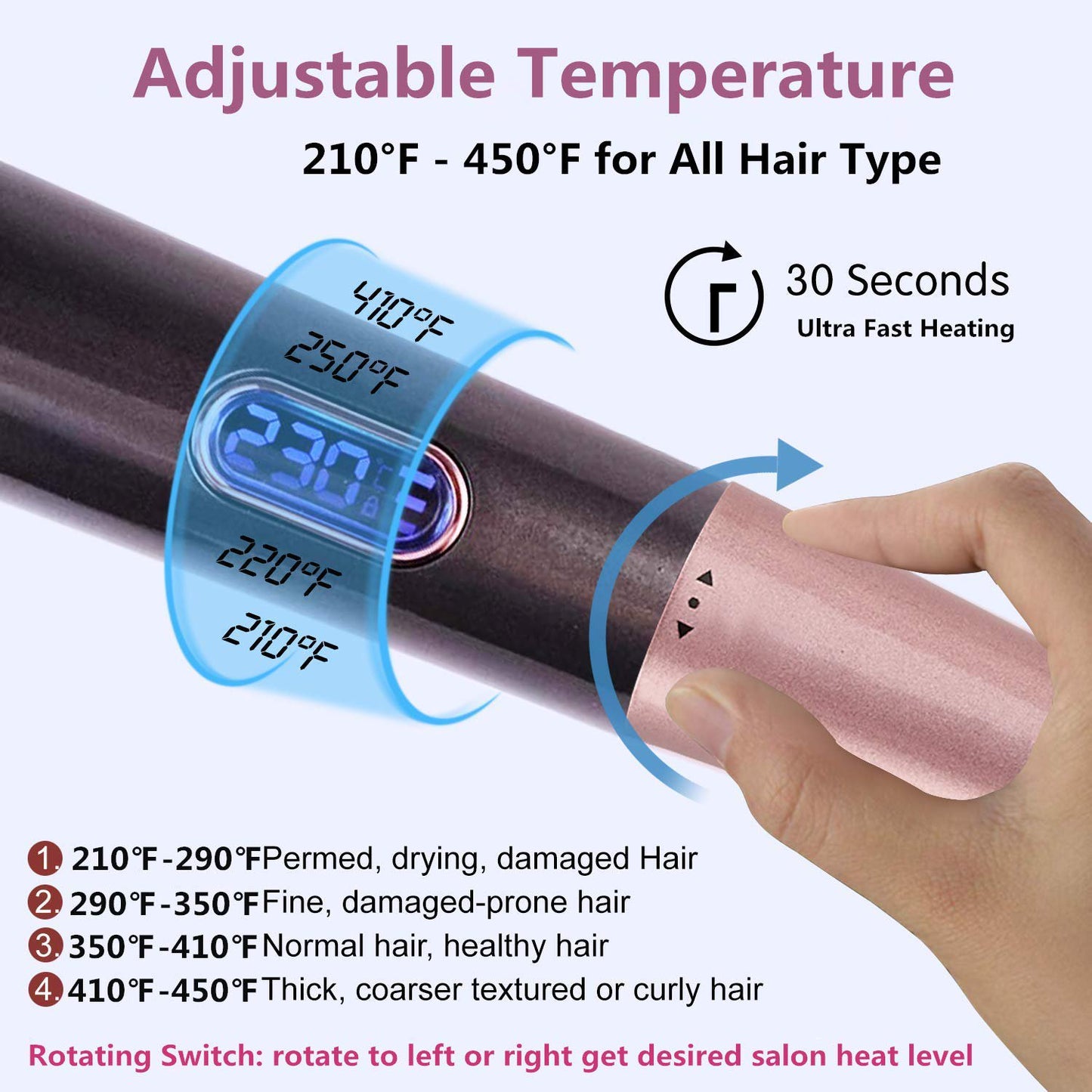 2-in-1 Tourmaline Ceramic Hair Iron: Straightener & Curler with Display