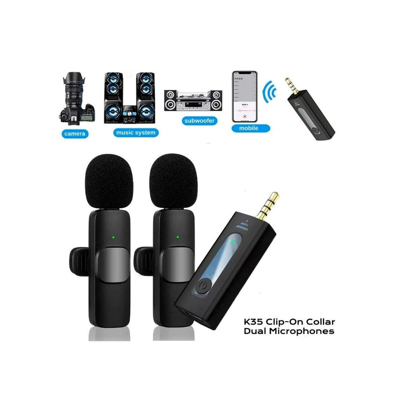 K35 High-Quality Wireless Dual Microphone: For Mobile Phones and Cameras