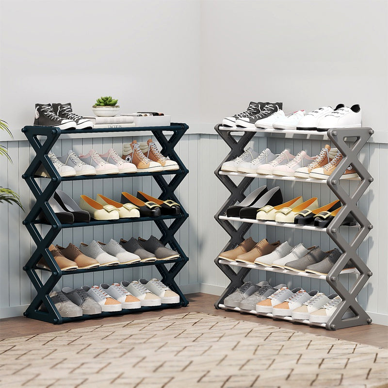 X-Type Shoe Organizer: Foldable 5-Layer Stand