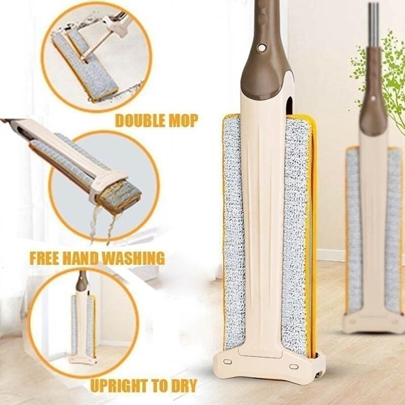 Self-Wringing Double-Sided Flat Magic Mop: Hand Push Hard Floor Cleaning