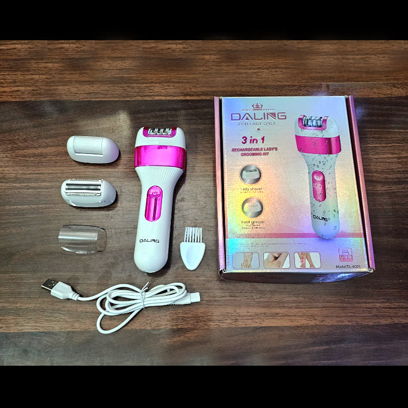 DL-6021 Daling 3-In-1 Rechargeable Grooming Kit: Women's Essential