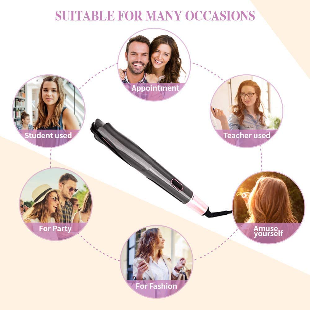 2-in-1 Tourmaline Ceramic Hair Iron: Straightener & Curler with Display