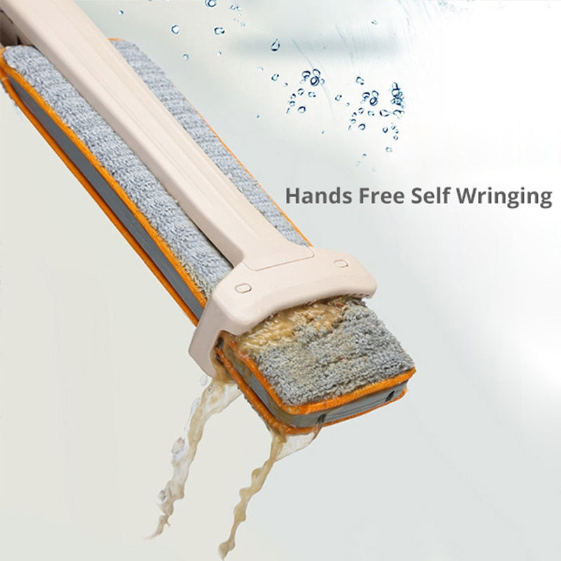 Self-Wringing Double-Sided Flat Magic Mop: Hand Push Hard Floor Cleaning