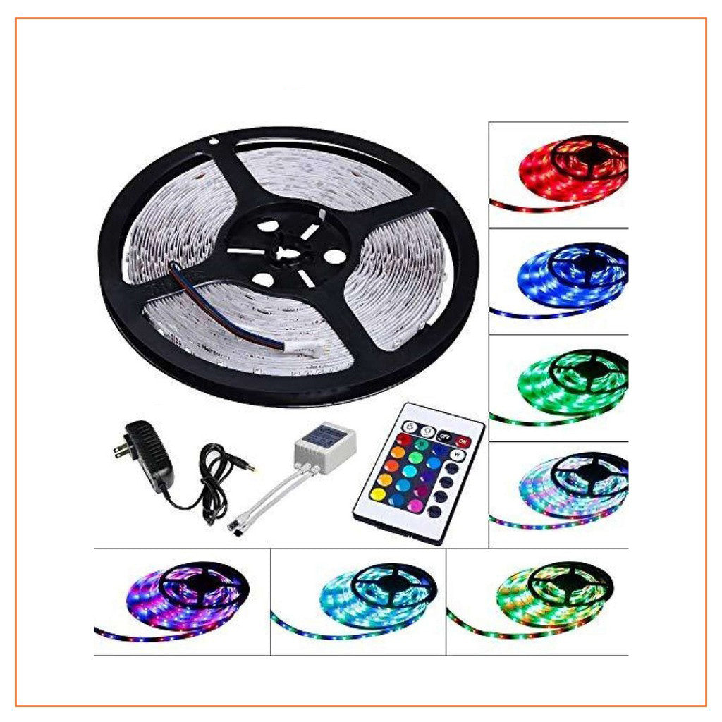 5M Waterproof RGB LED Strip Light: 12V with Remote Controller