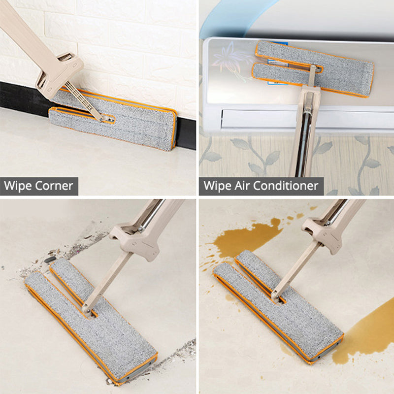 Self-Wringing Double-Sided Flat Magic Mop: Hand Push Hard Floor Cleaning