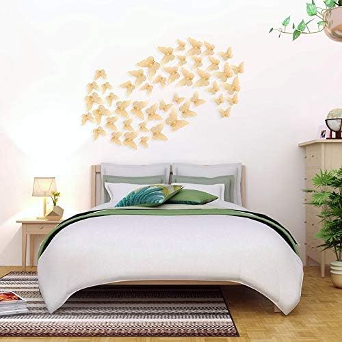 3D Golden Butterfly : Wall Decoration Stickers 12 Pcs