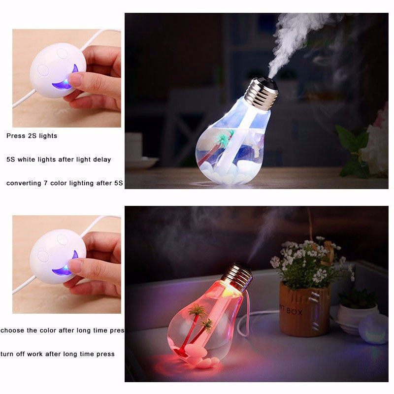 400ML Bulb Humidifier: Ultrasonic Diffuser with LED Night Light