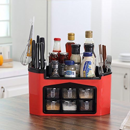 Multifunctional Kitchen Organizer: Seasoning Box, Knife Rack, Spice Jar Set