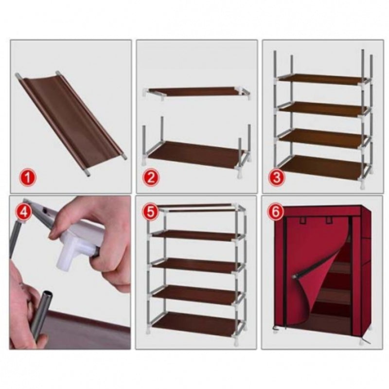 Portable Shoe Rack Wardrobe: 7 Shelves