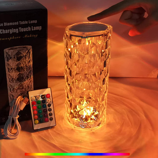 16-Color Crystal Diamond Lamp: Touch & Remote Control, Rechargeable