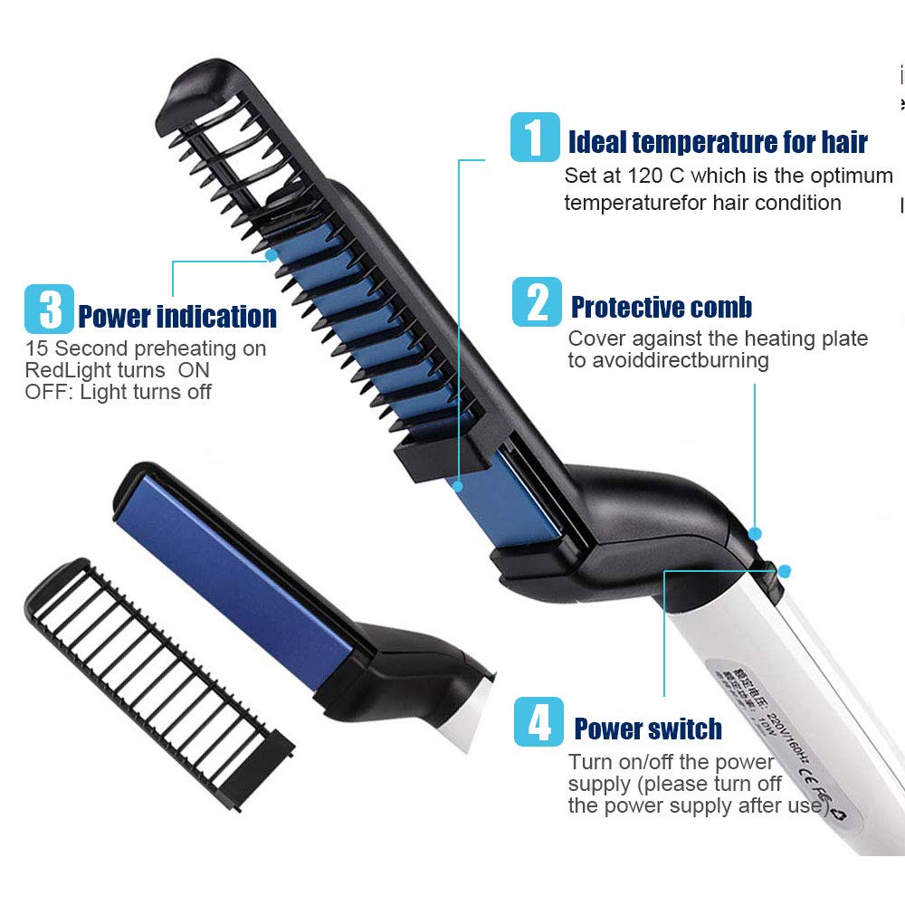 Men's Quick Hair Straightener Brush: Multifunctional Styler