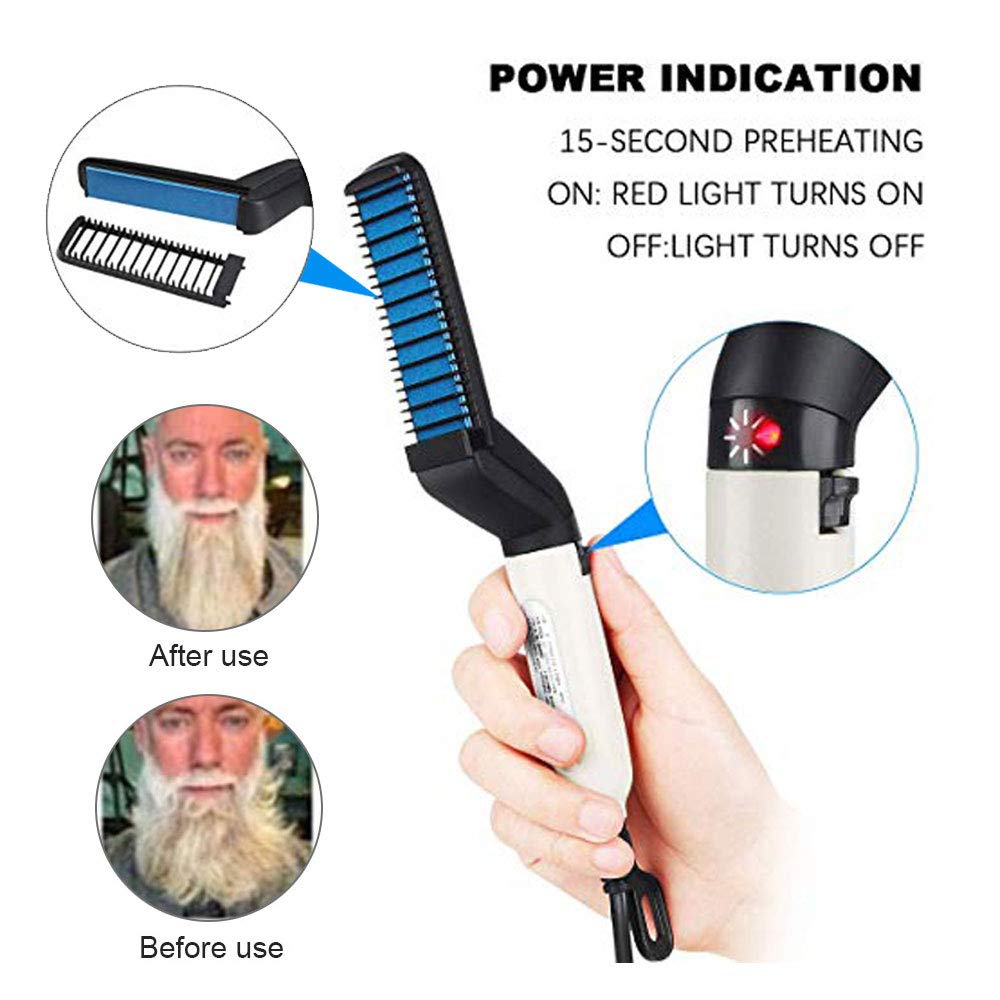 Men's Quick Hair Straightener Brush: Multifunctional Styler