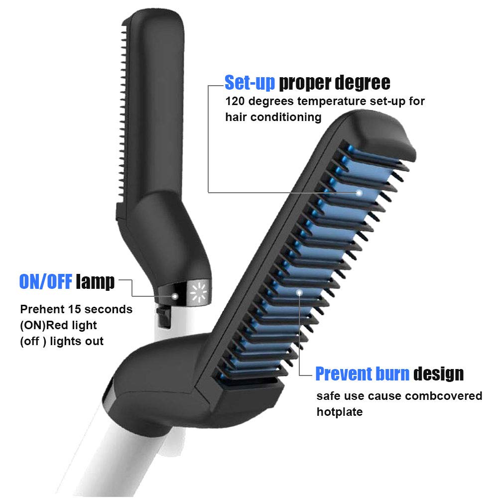 Men's Quick Hair Straightener Brush: Multifunctional Styler