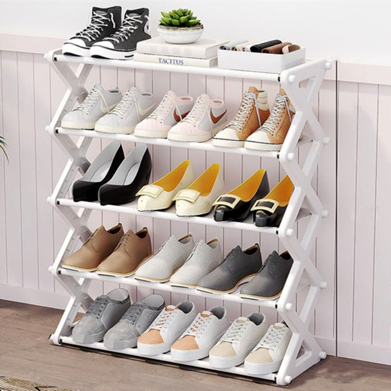 X-Type Shoe Organizer: Foldable 5-Layer Stand