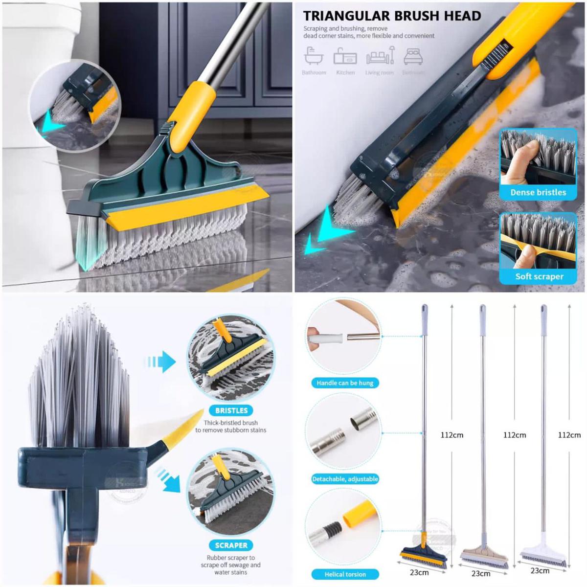 Multi-Functional Rotating Floor Scrub Brush: 2-in-1 with Long Handle