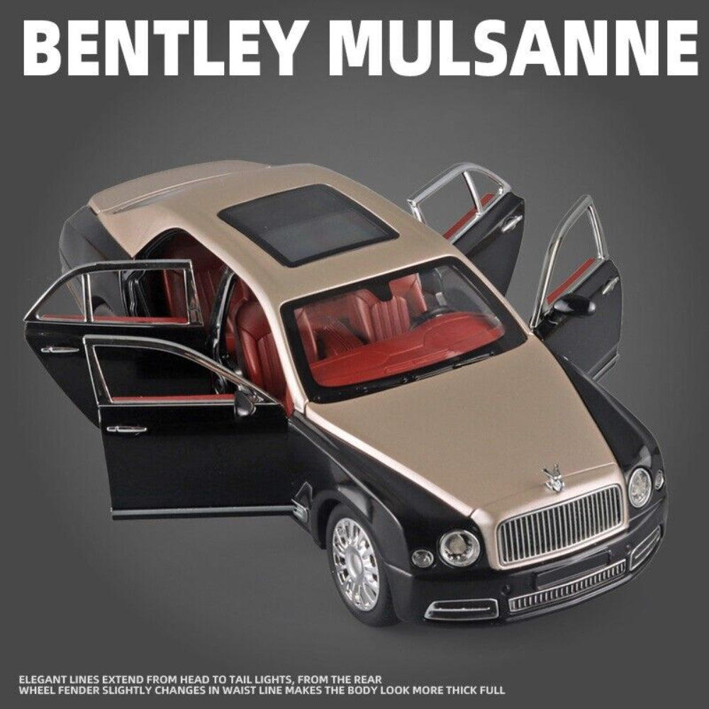 Bentley Mulsanne Die-Cast Model Car: 1:24 Scale with Sound & Light