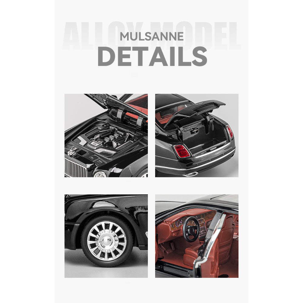 Bentley Mulsanne Die-Cast Model Car: 1:24 Scale with Sound & Light