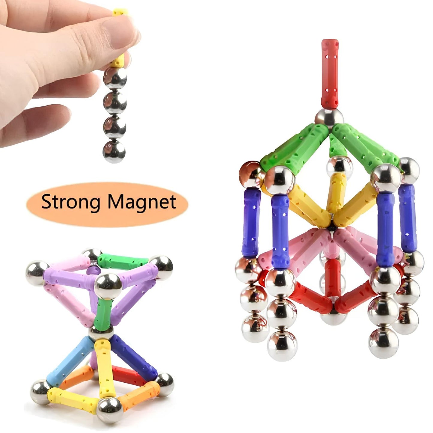 63Pcs Master 3D Magnetic Building Sticks and Balls Construction Set