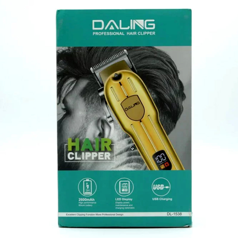 Daling DL-1538 Cordless Hair Clipper: LED Display, 2600mAh Battery