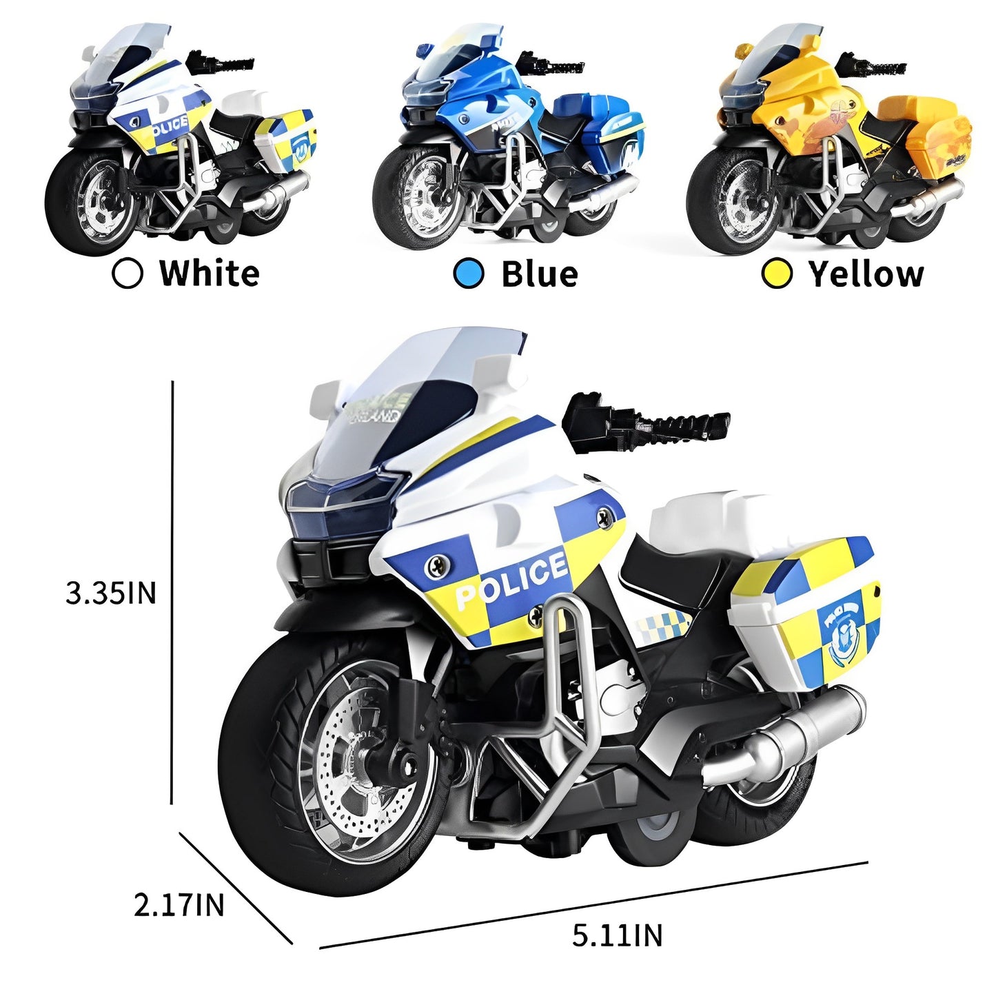 1:14 Friction Powered Die-Cast Motorbike: Cool Lights & Music Effects