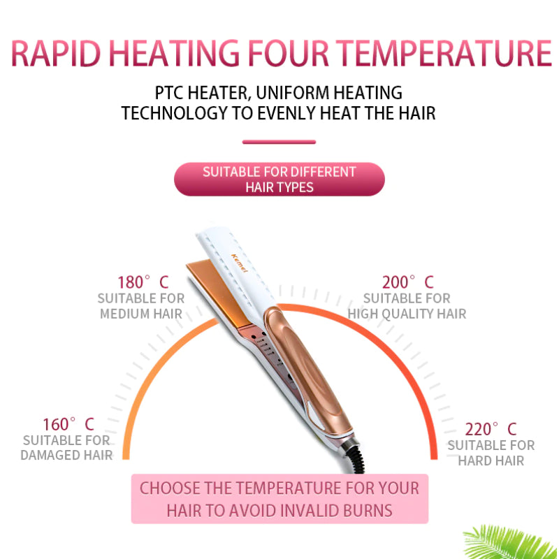 KM-471 Kemei Professional Hair Straightener: Temperature Control