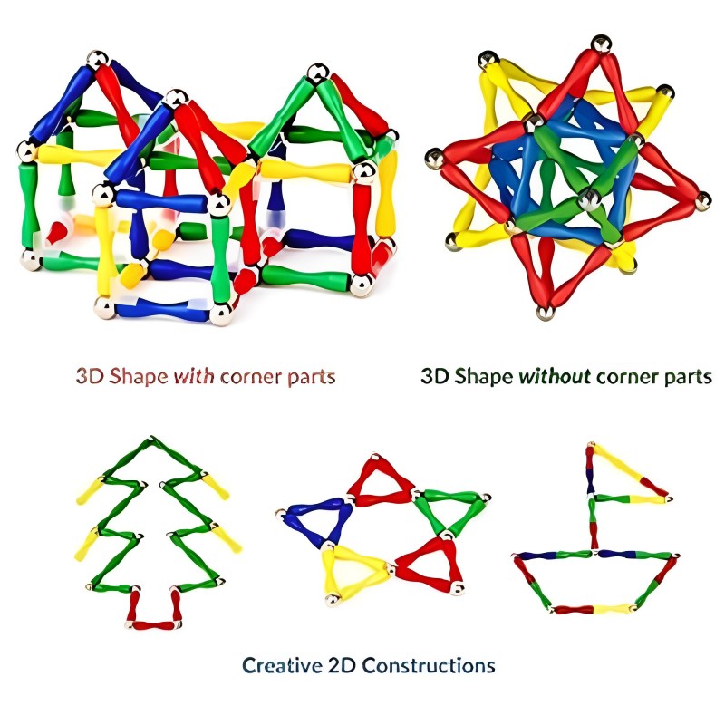 124Pcs Master 3D Magnetic Building Sticks and Balls Construction Set