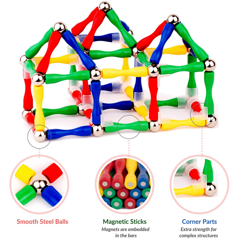 124Pcs Master 3D Magnetic Building Sticks and Balls Construction Set