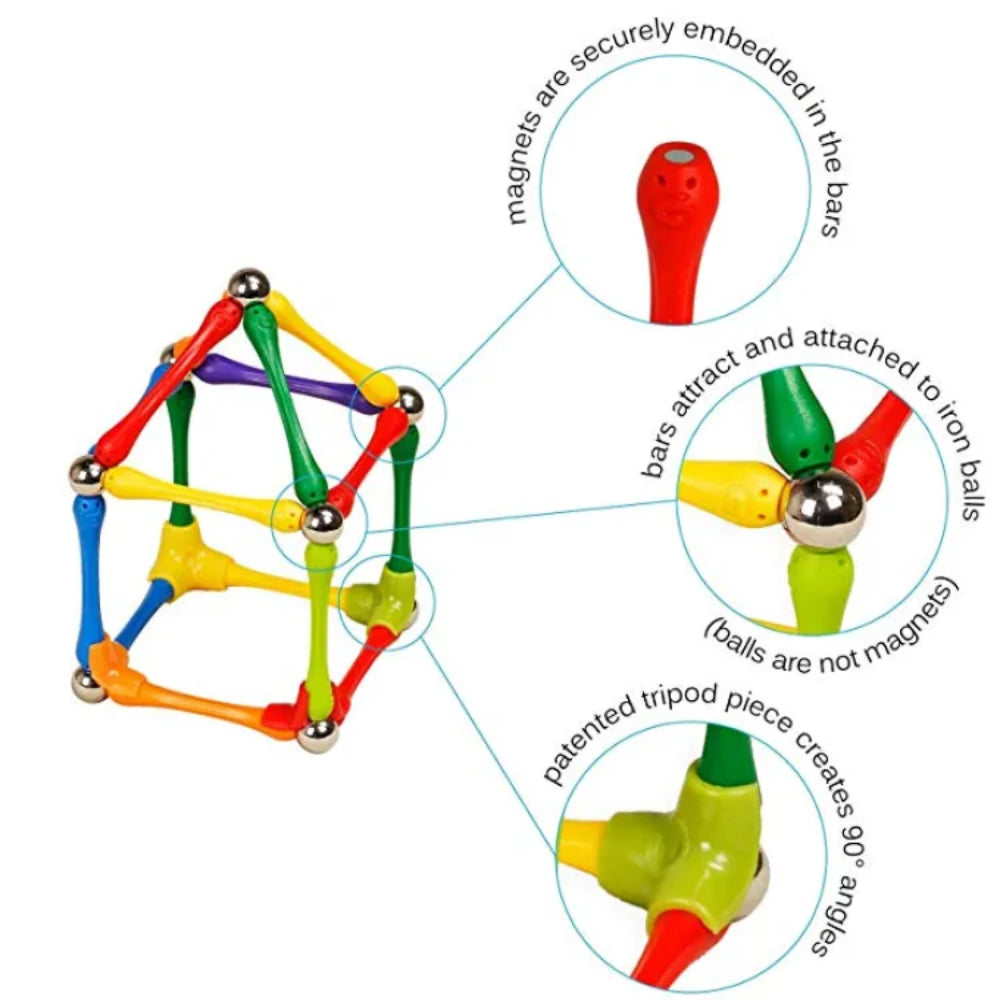 124Pcs Master 3D Magnetic Building Sticks and Balls Construction Set