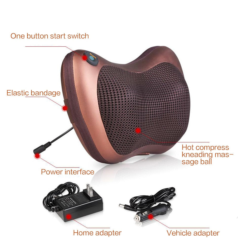 Multi-Function Electric Massage Pillow: Deep-Kneading with Heat