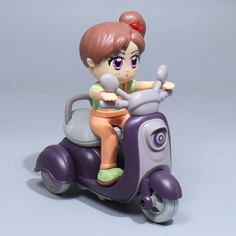 Cartoon Mini Funny Motorbike Toy: 360° Rotation Turn-Up Function