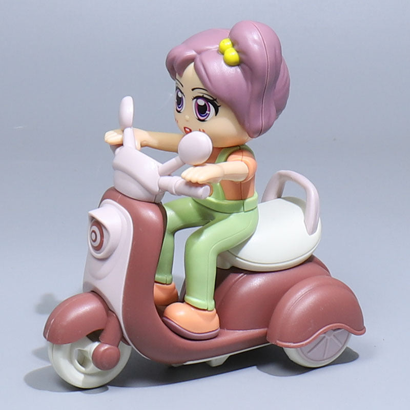 Cartoon Mini Funny Motorbike Toy: 360° Rotation Turn-Up Function