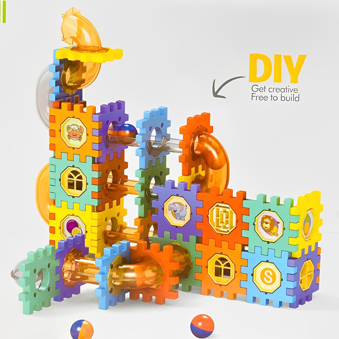 125Pcs DIY Pipeline Rolling Ball Building Blocks: Marble Drop Set