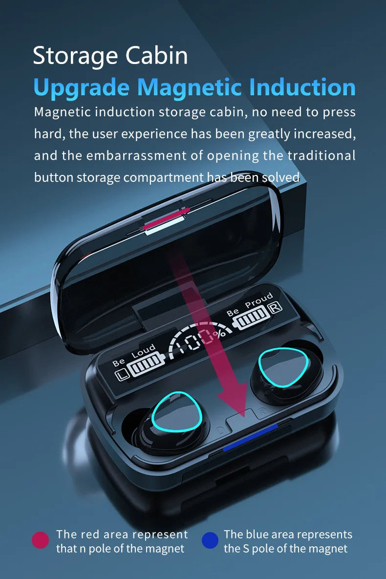 New M10 TWS Wireless Earbuds: Bluetooth 5.1, Wireless Charging Case