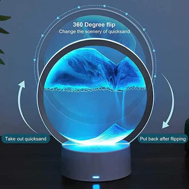 RGB LED Sandscape Hourglass Lamp: 3D Moving Sand Art Night Light