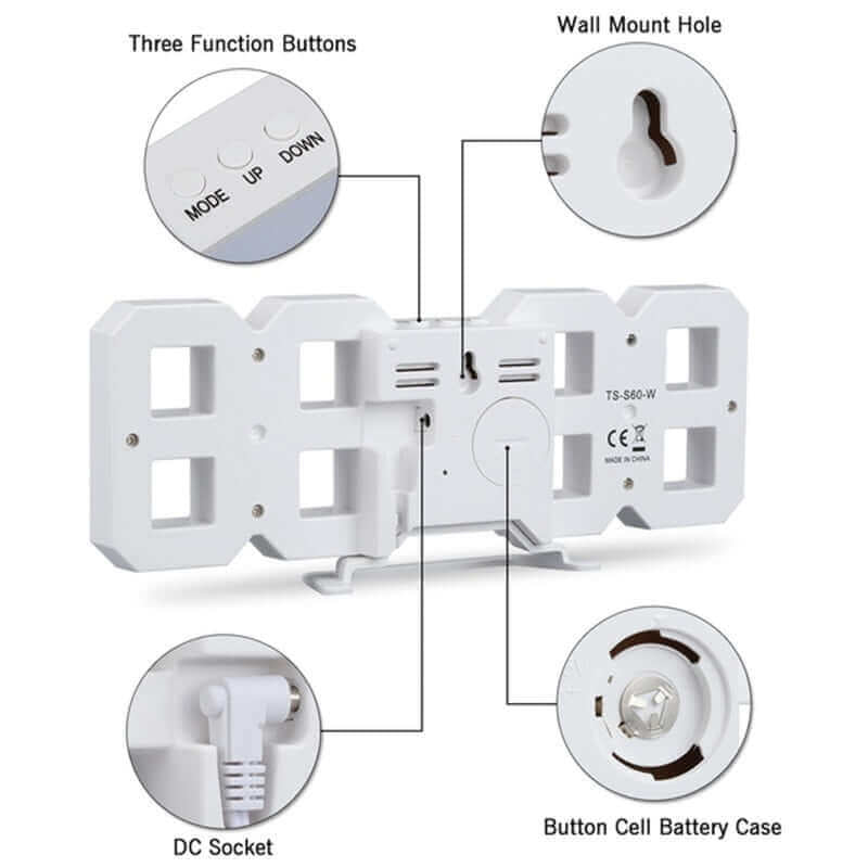 Modern Design 3D LED Digital Clock: Multi-Functional