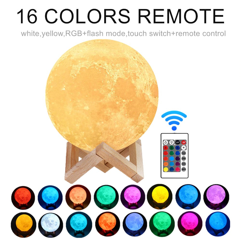 Moonlight LED Moon Lamp: Rechargeable Table Desk Lamp, 12CM, with Remote