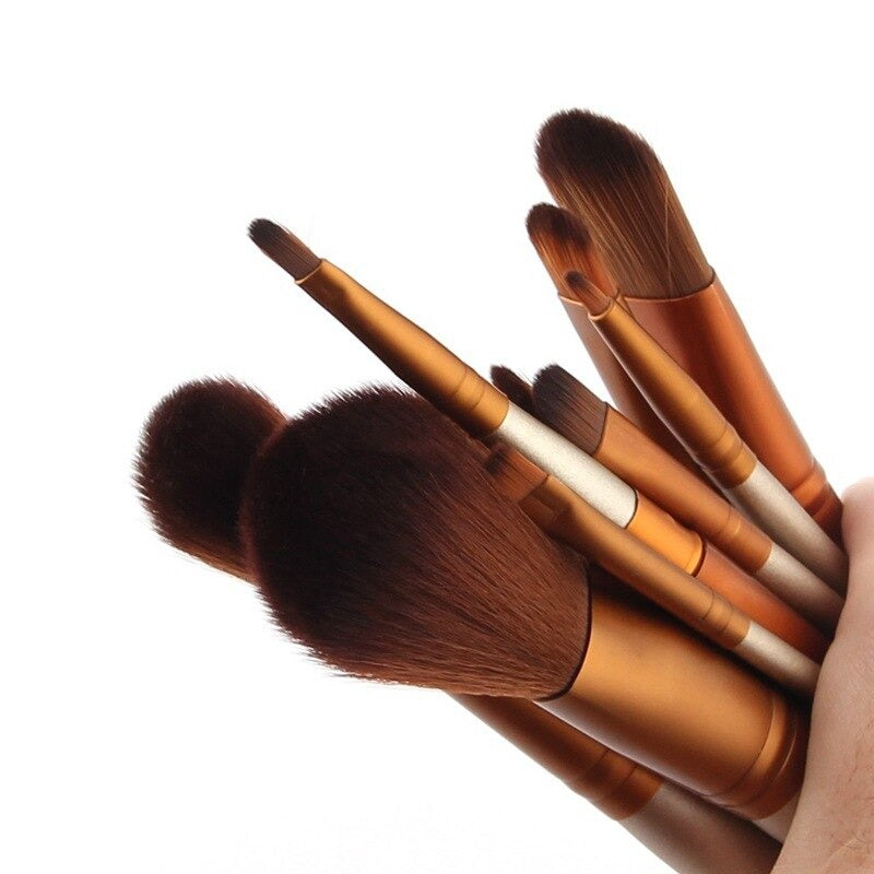 12pcs Aluminum Makeup Brush Set: Portable Beauty Tools