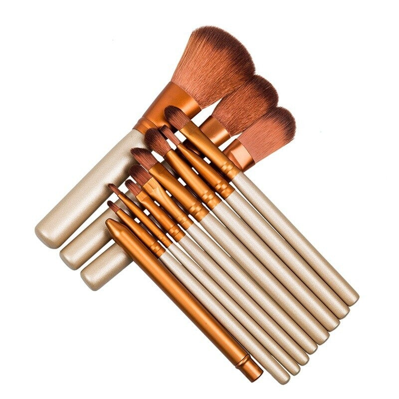 12pcs Aluminum Makeup Brush Set: Portable Beauty Tools