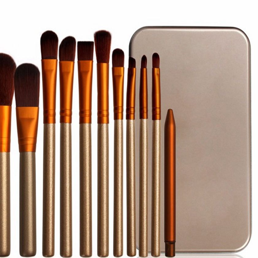 12pcs Aluminum Makeup Brush Set: Portable Beauty Tools