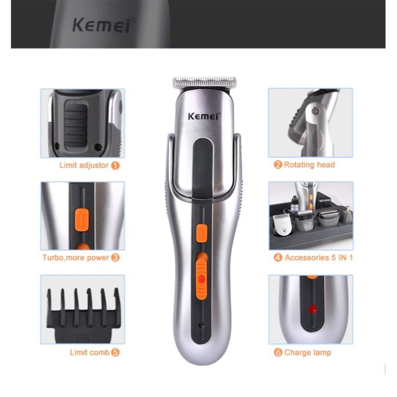 Kemei 680A Multifunction Hair Trimmer: Rechargeable, Cordless Clipper