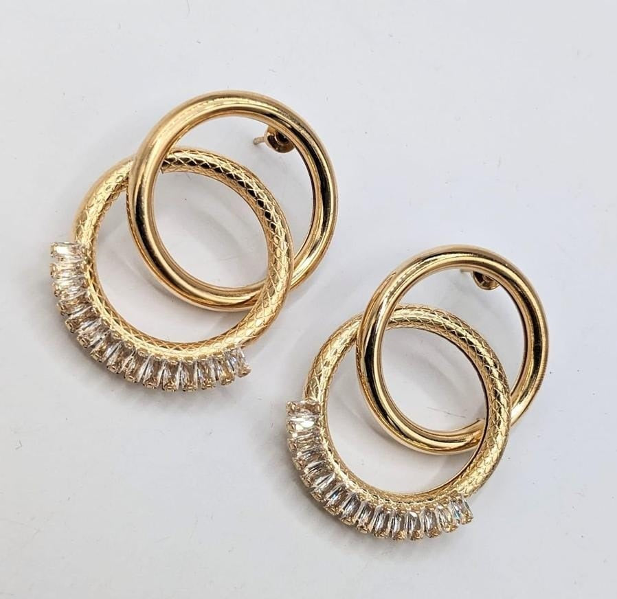 Gold-Plated Zircone Hoops : Earrings Pair