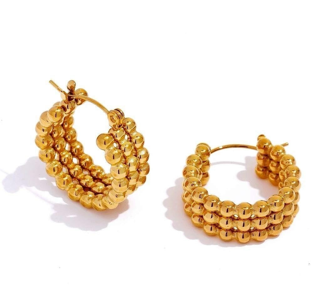 Twisted Zircon Pearl Gold Plated Hoops