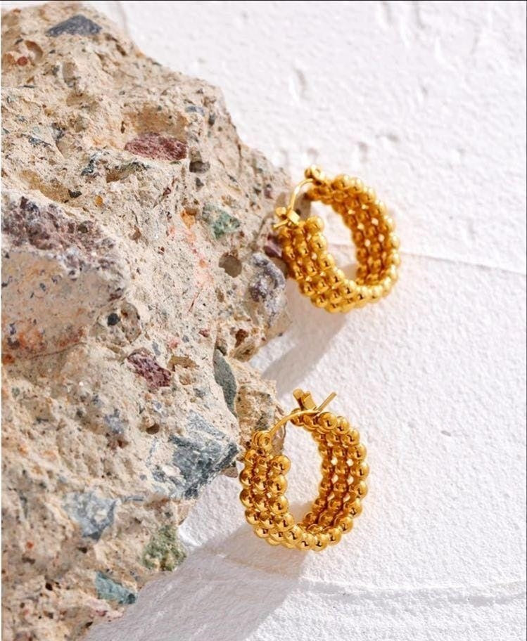 Twisted Zircon Pearl Gold Plated Hoops