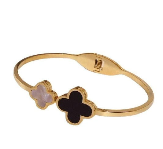 Gold-plated Clover Shaped Bracelet : Twin Clover