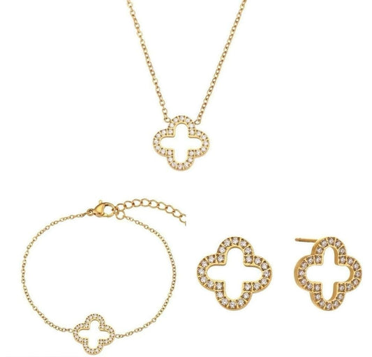 Beautiful Clover Shaped : Pendant Set 3 Pcs White