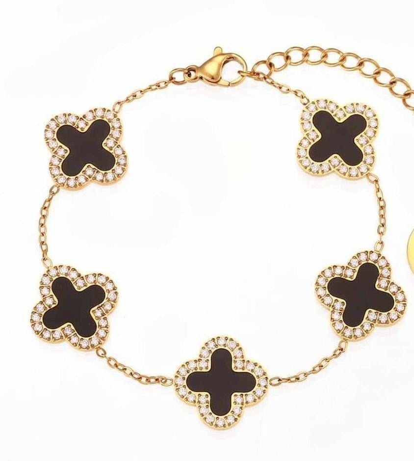 Classy Clover Bracelet : Diamond-esque Stones Adorned