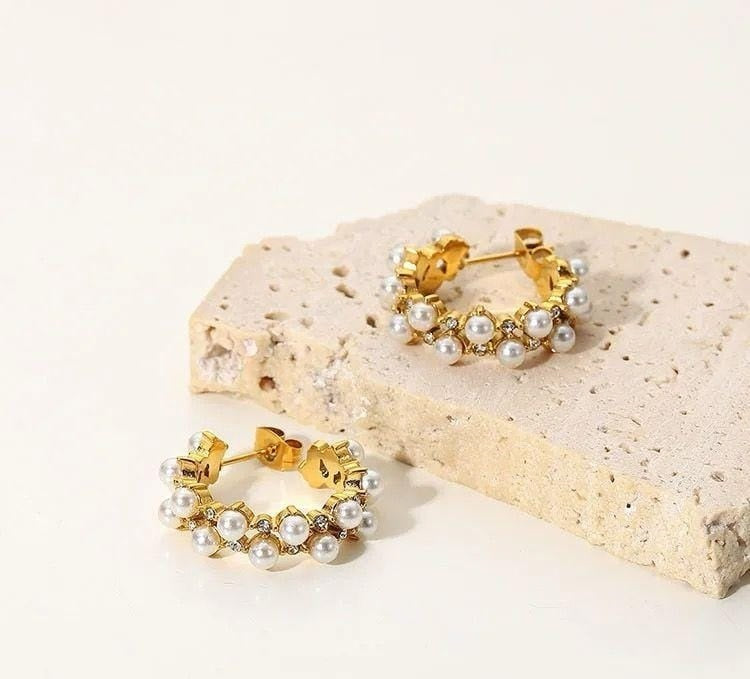 18 Carat Gold-Plated Zircon Stone Ear Studs