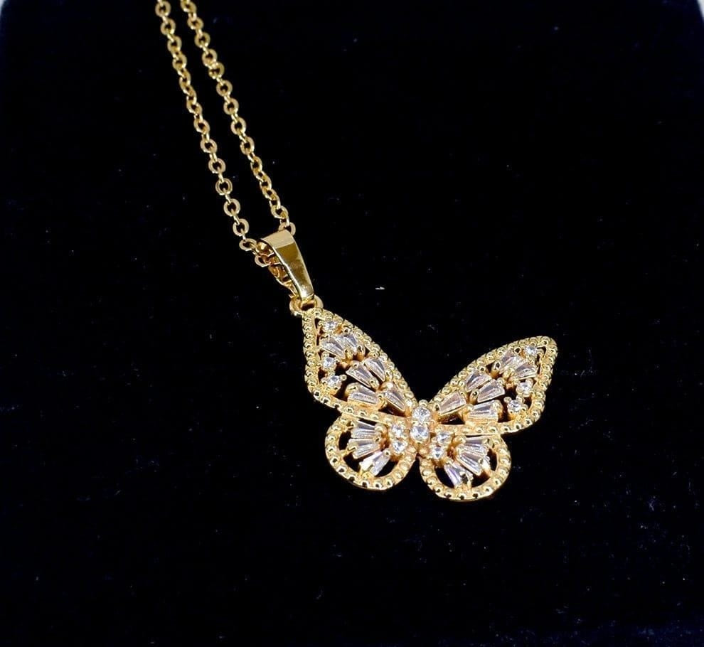 Butterfly Pendant : Diamond-esque Stones Adorned