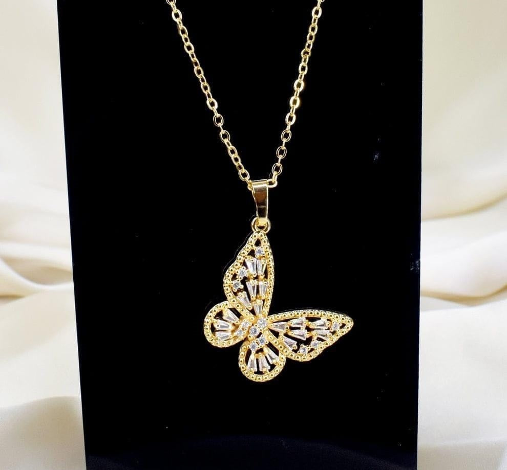 Butterfly Pendant : Diamond-esque Stones Adorned