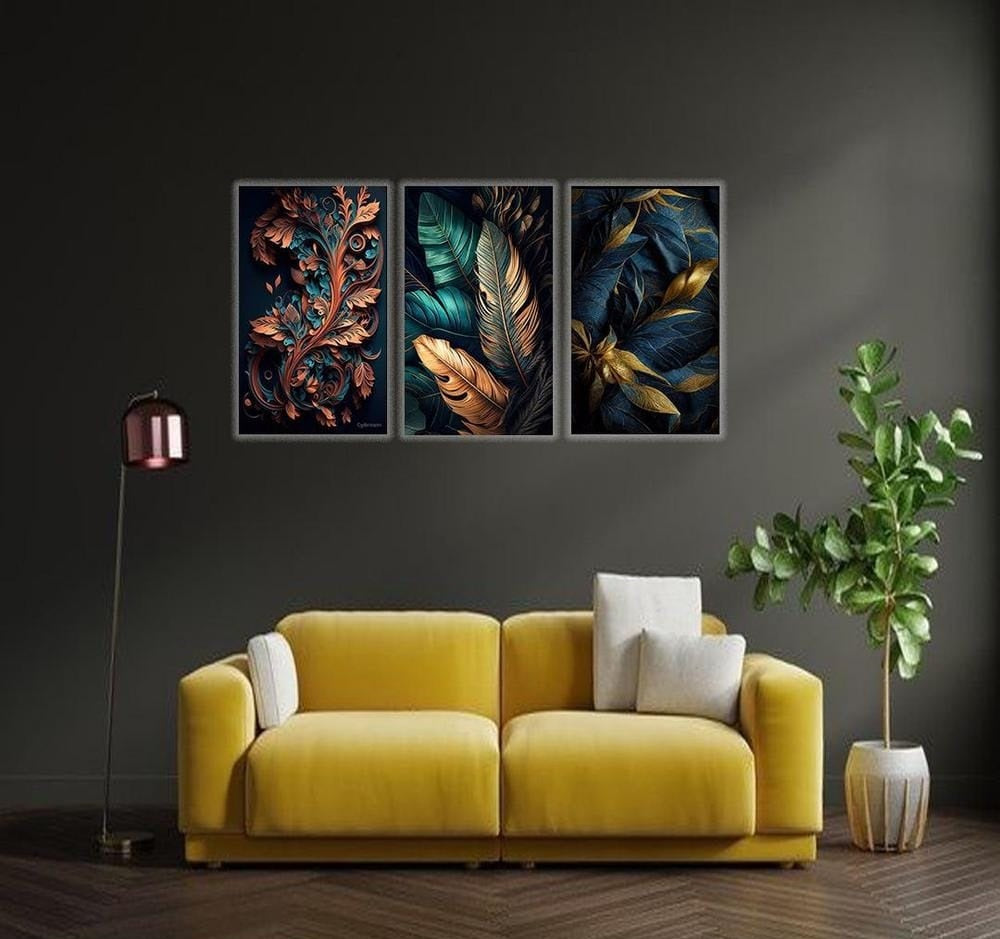 Modern 3D Art Wooden : Wall Hanging Frame Pack Of 3